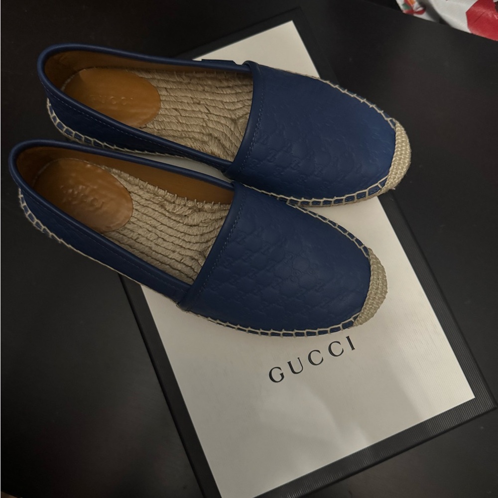 Gucci Navy Espadrille Shoes